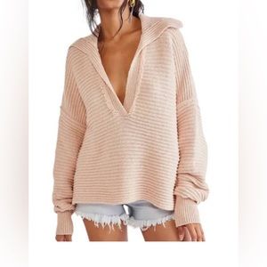 NWT Fishermen vibe Free People Marly pulover size M color Dusty Pink